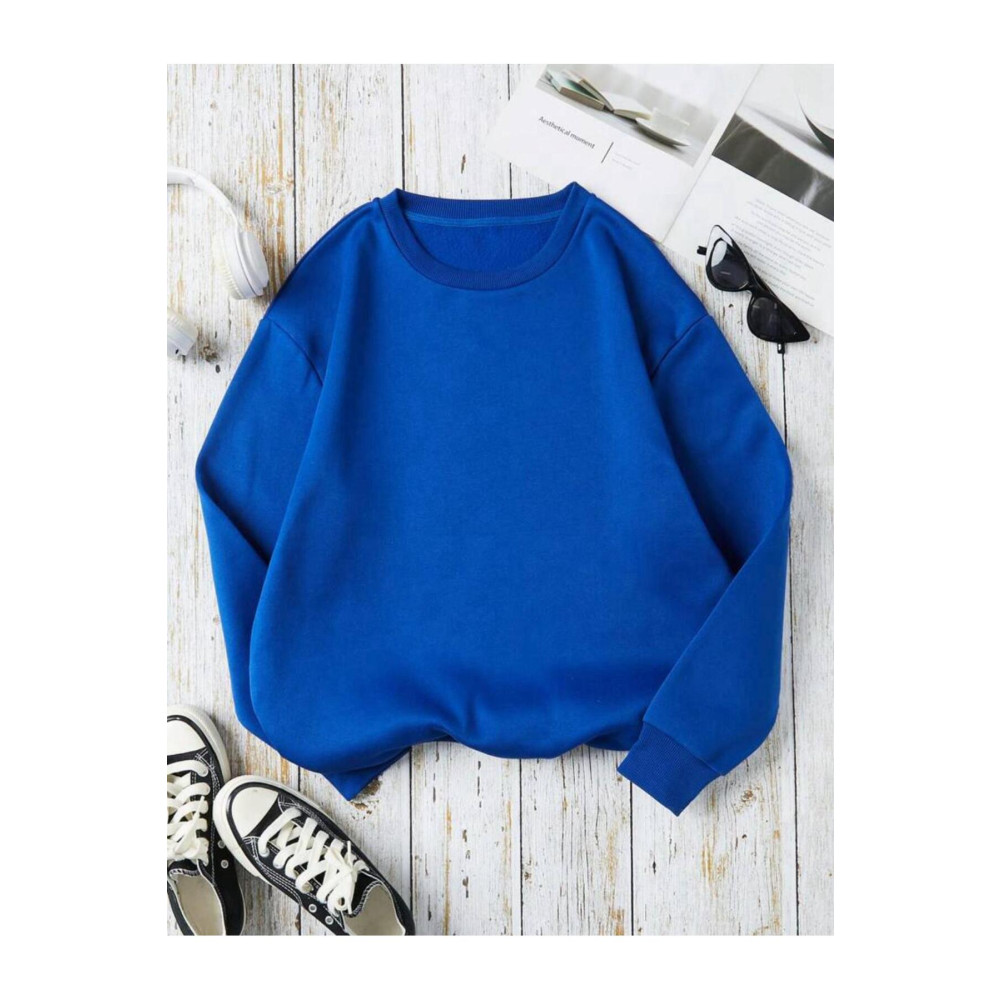 FAVORİST Bisiklet Yaka Sweatshirt Düz Baskısız ( SOFT ) Geniş Kalıp S Beden Bayan Sweatshirt Fiyatı