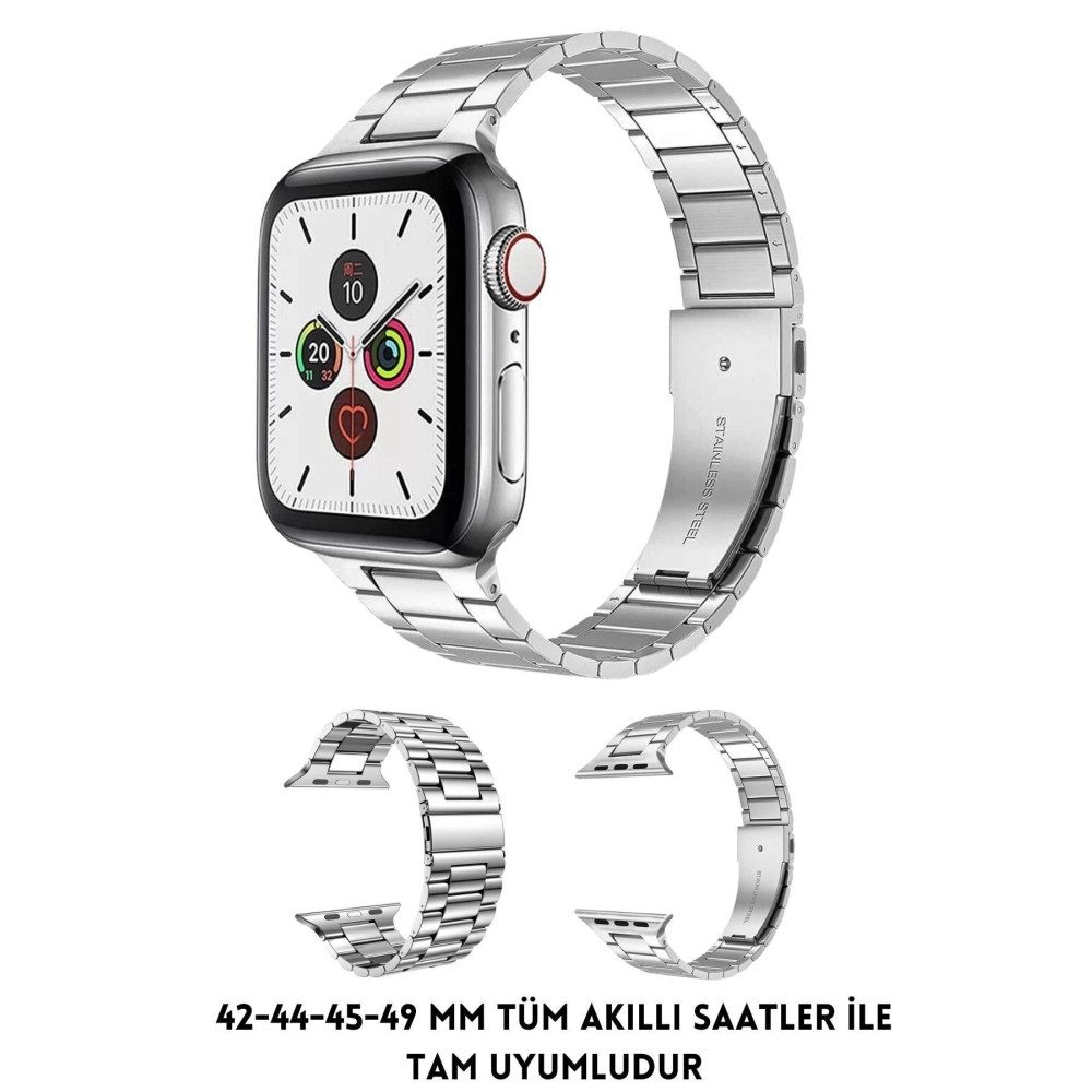 Favors Apple Watch 2/3/4/5/6/7/8/Se/Ultra 42 44 45 49 mm Akıllı Saat Kordonu Çelik Baklalı Metal Kayış Akıllı Saat Aksesuarı Fiyatı