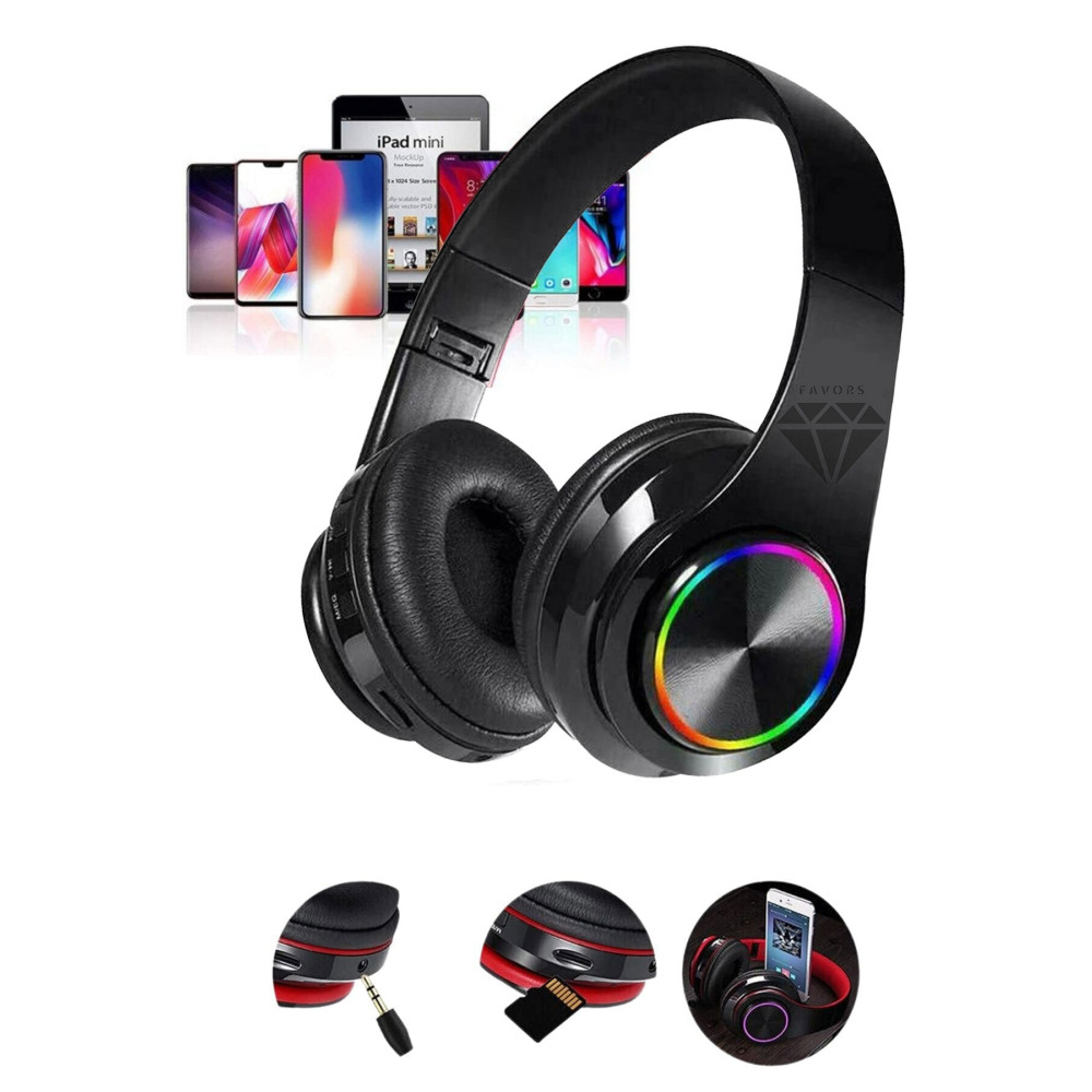 Favors B39 Bluetooth Kulaküstü Kulaklık Led Işıklı Mikrofonlu Kablosuz Kulak Üstü Kulaklık Siyah Kulak Üstü Kulaklık Fiyatı