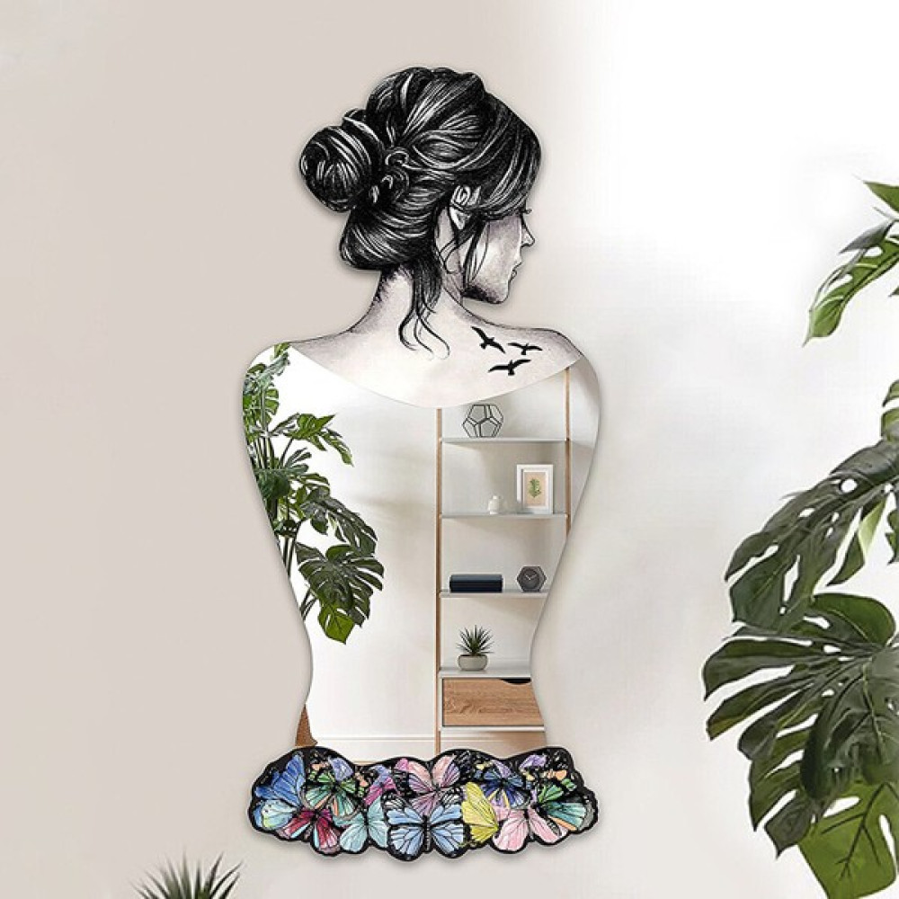 Faw Decor Kelebek Etekli Kadın Dekoratif Duvar Aynası, Tam Boy Ayna, Modern Ev Aynası - Renkli Ayna Fiyatı