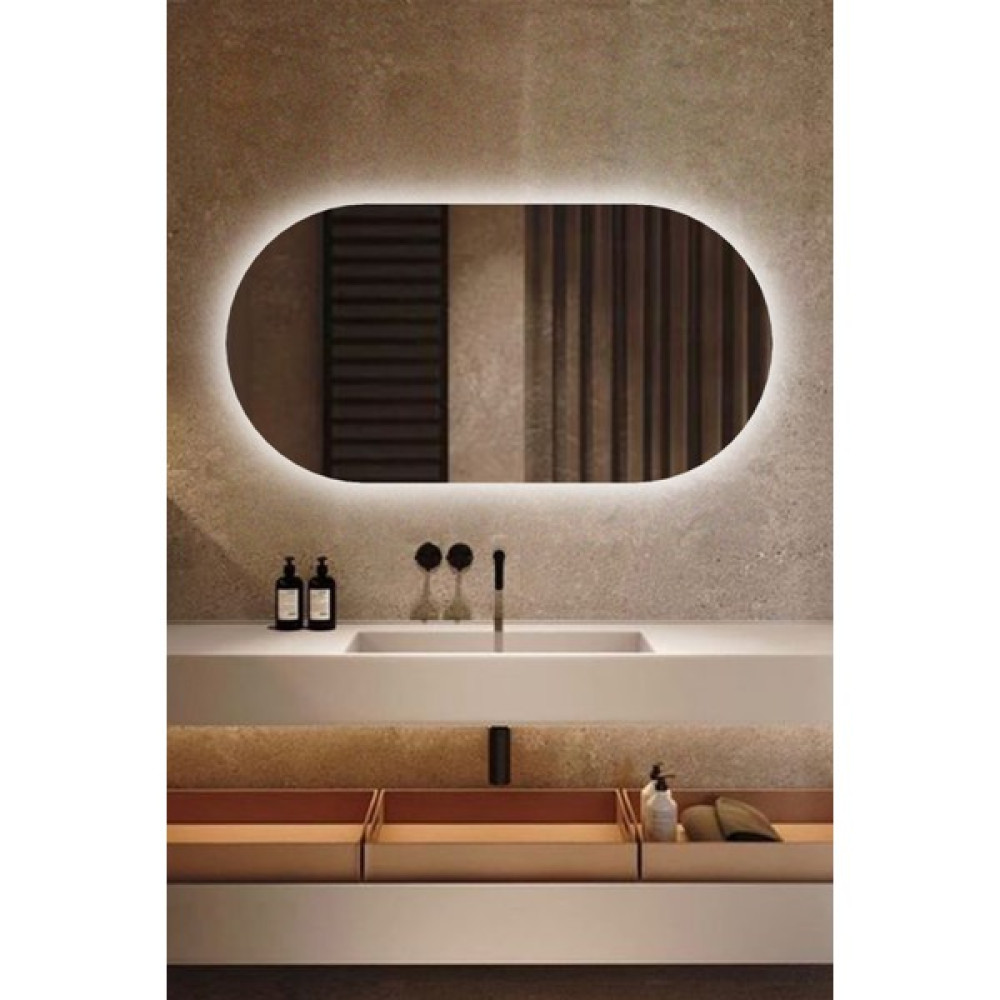 Faw Decor LED Işıklı Oval/kapsül Model Dekoratif Duvar Aynası, Modern Eşsiz Ayna, Ayna Duvar Dekorasyon Ürünü - Beyaz - 45x90 cm Ayna Fiyatı