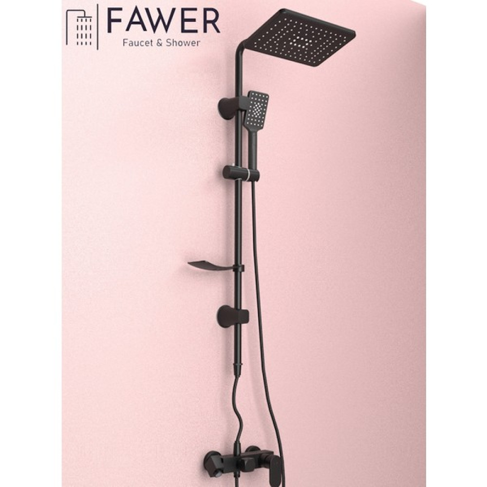 FAWER Faucet & Shower Berlin Siyah Robot Duş Seti & Rudi Siyah Banyo Bataryası - FB500B2 Duş Seti Fiyatı