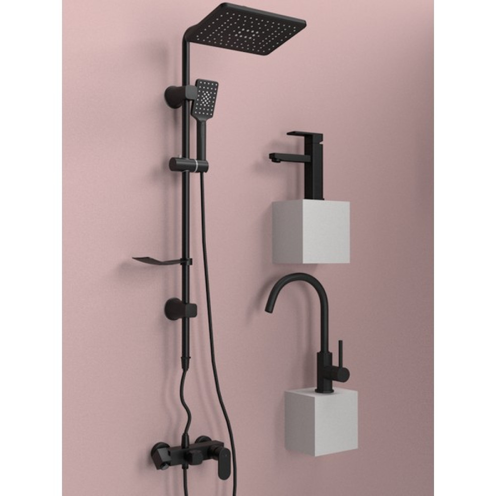 FAWER Faucet & Shower Berlin Siyah Robot Duş Seti & Rudi Siyah Batarya Takımı - FB602B4 Duş Seti Fiyatı