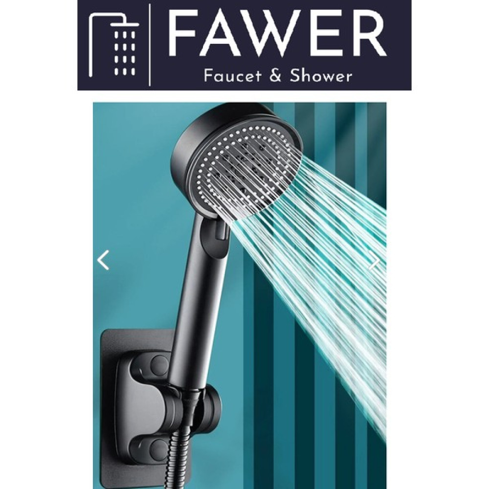 FAWER Faucet & Shower Fawer 5 Fonksiyonlu Siyah Yapışkan Mafsallı Duş Seti Duş Başlığı Duş Seti Fiyatı