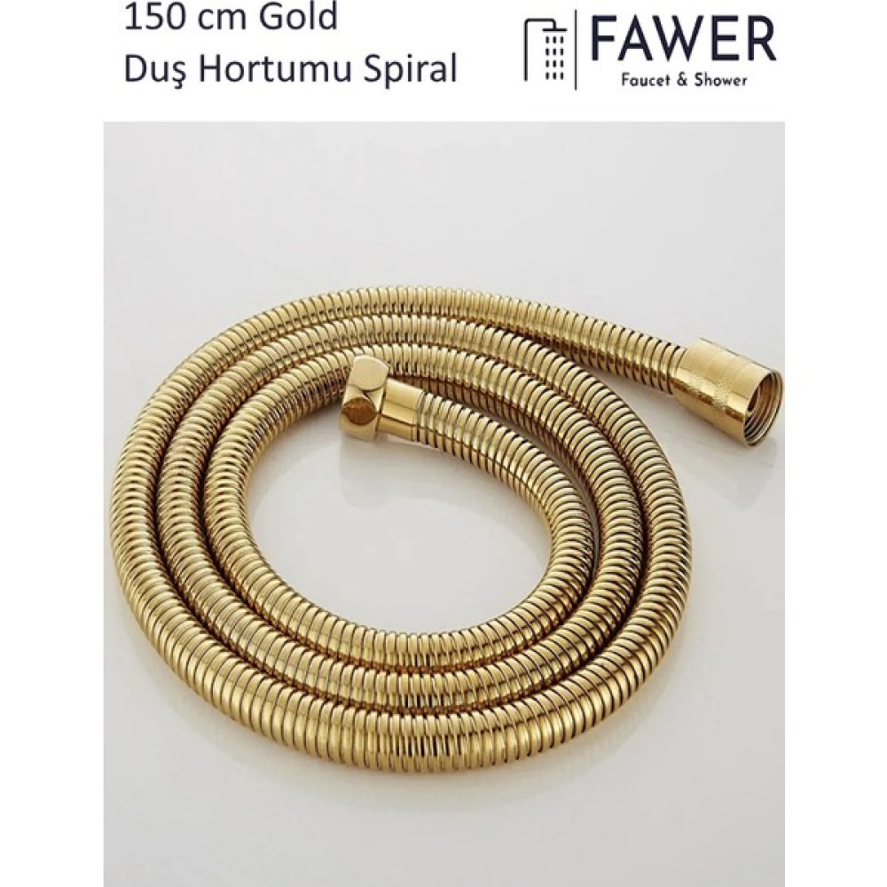 FAWER Faucet & Shower Gold Paslanmaz Çelik Duş Hortumu Duş Spirali 150 cm Duş Başlığı Fiyatı