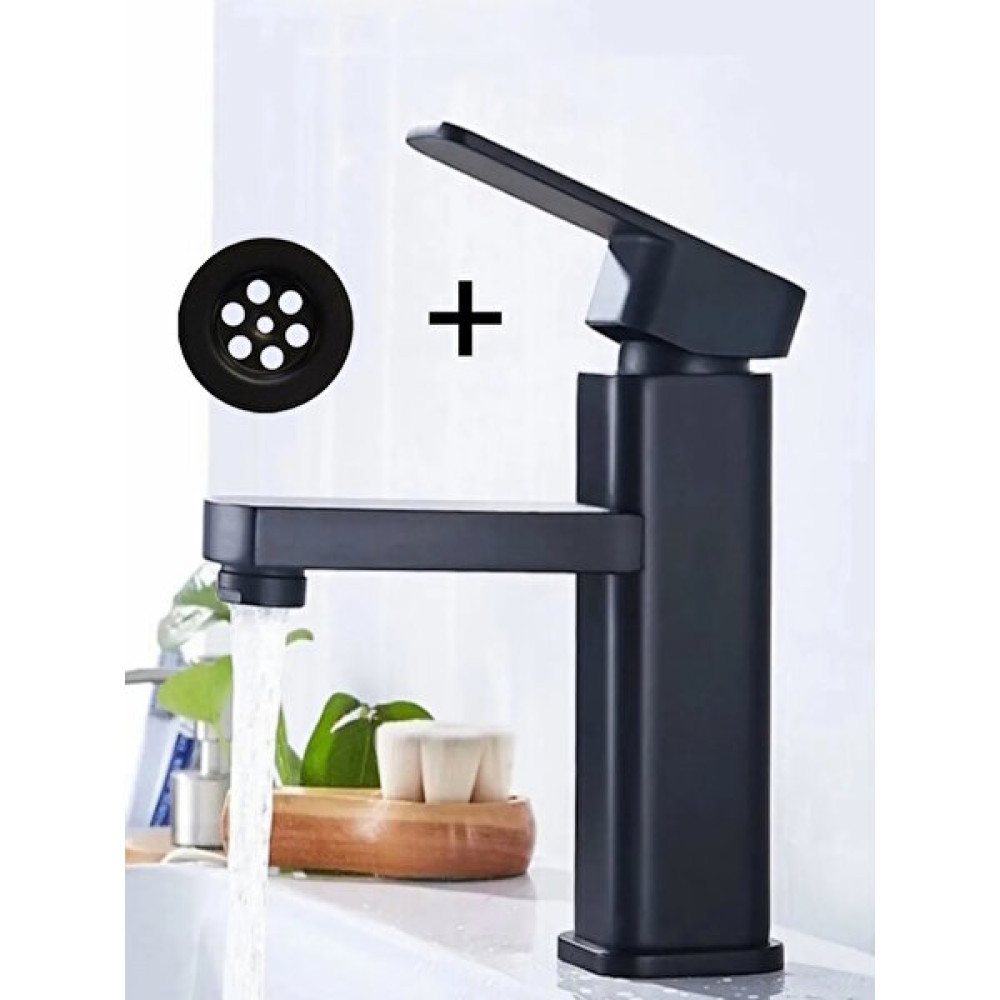 FAWER Faucet & Shower Siyah Lavabo Bataryası ve Siyah Lavabo Süzgeci - 602BS Bataryalar & Musluklar Fiyatı