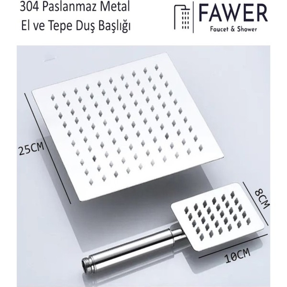 Fawer Tepe Duş Başlığı Seti Karepaslanmaz Çelik - Krom Duş Başlığı Fiyatı