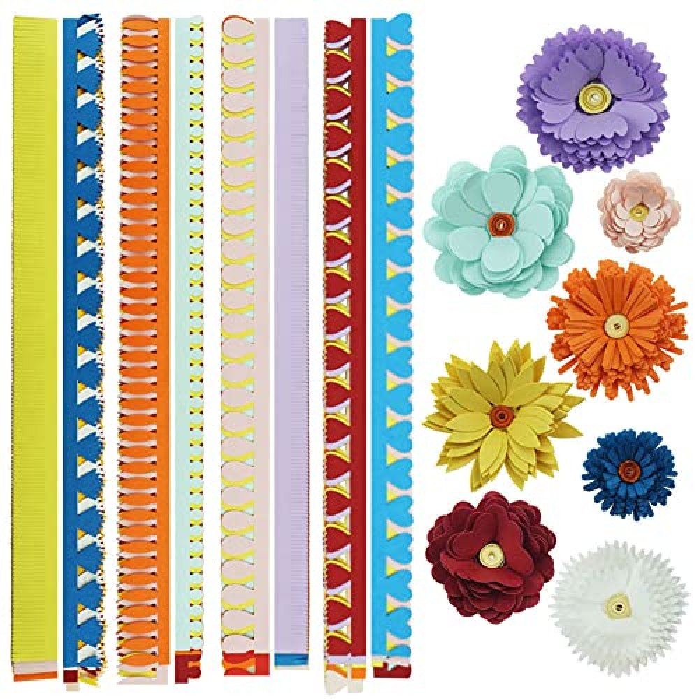 FAZHBARY 20 Inch / 50 CM Quilling Paper Flowers Kit Colorful 8 Different Petal Paper Quilling Strips Bulk for Beginners DIY Handmade Art Crafts