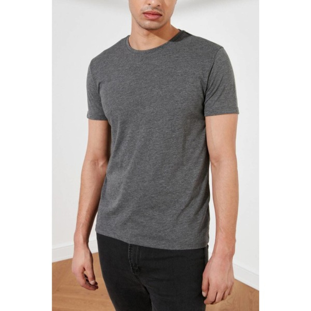 FBI Antrasit Erkek Basic Pamuklu Bisiklet Yaka Slim Fit T-Shirt F51624 Erkek T-shirt Fiyatı