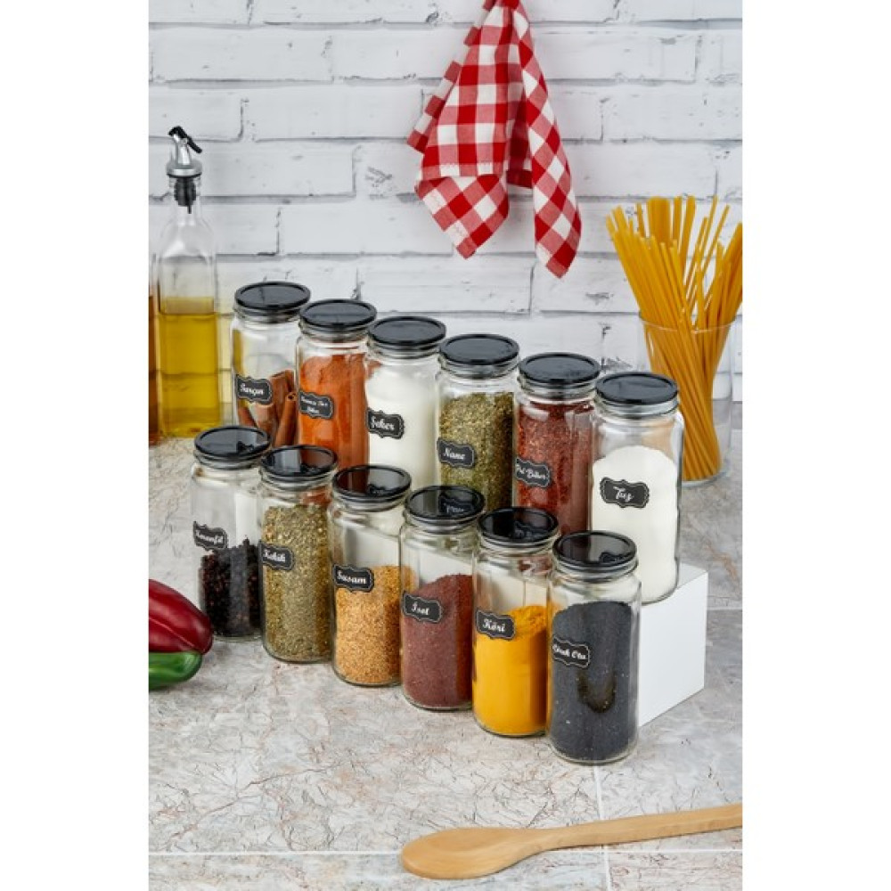 Fbz Home 12'li Büyük Boy Cam Kavanoz Saklama Kabı Baharatlık Seti Süper Set 500 ml (Etiket Hediyeli) Saklama Kapları Fiyatı