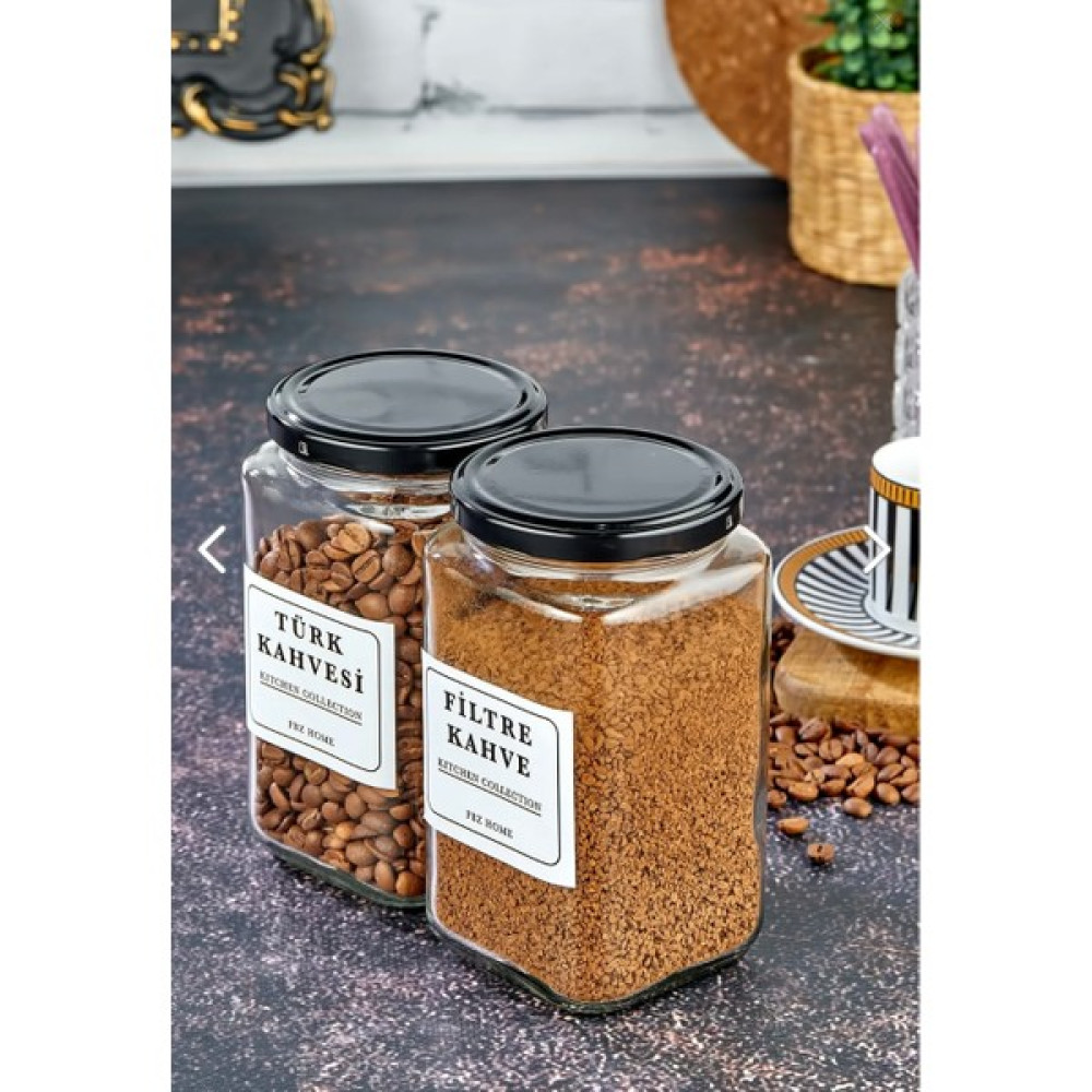 Fbz Home 2'li Filtre Kahve & Türk Kahvesi Saklama Kabı 850 ml Cam Kavanoz - Şeffaf - 2 Adet Saklama Kapları Fiyatı