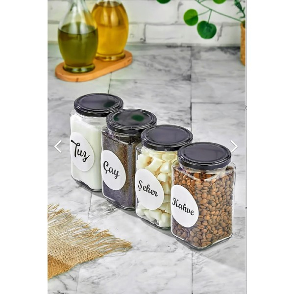 Fbz Home 4'lü 850 ml Tuz & Çay & Şeker & Kahve Kavanozu Etiketli Saklama Kabı Saklama Kapları Fiyatı