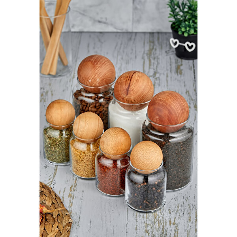 Fbz Home 7'li Ahşap Top Kapaklı Cam Saklama Kabı Çerezlik Şekerlik (4X300 ml - 3X800 Ml) Saklama Kapları Fiyatı