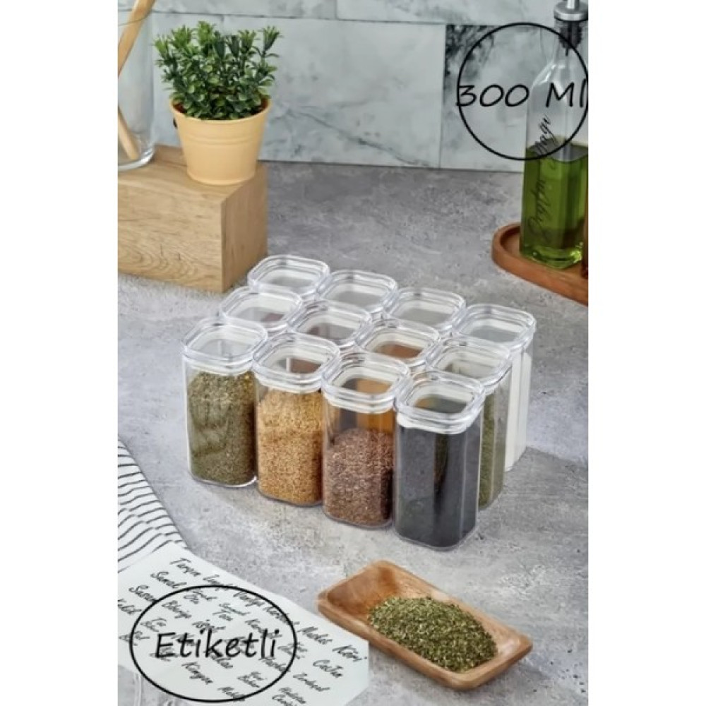 Fbz Home Etiketli 12'li 300 ml Akrilik Baharatlık Seti Saklama Kabı Baharat Setleri & Baharatlıklar Fiyatı