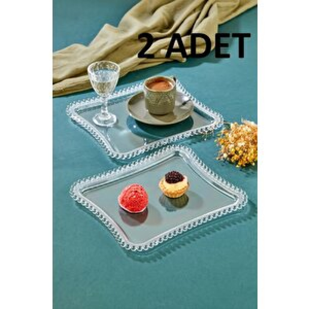 FBZHome 2 Adet Dekoratif Kahve Sunum Tepsisi Mika Kristal Tepsi Tepsiler / Fırın Kapları Fiyatı