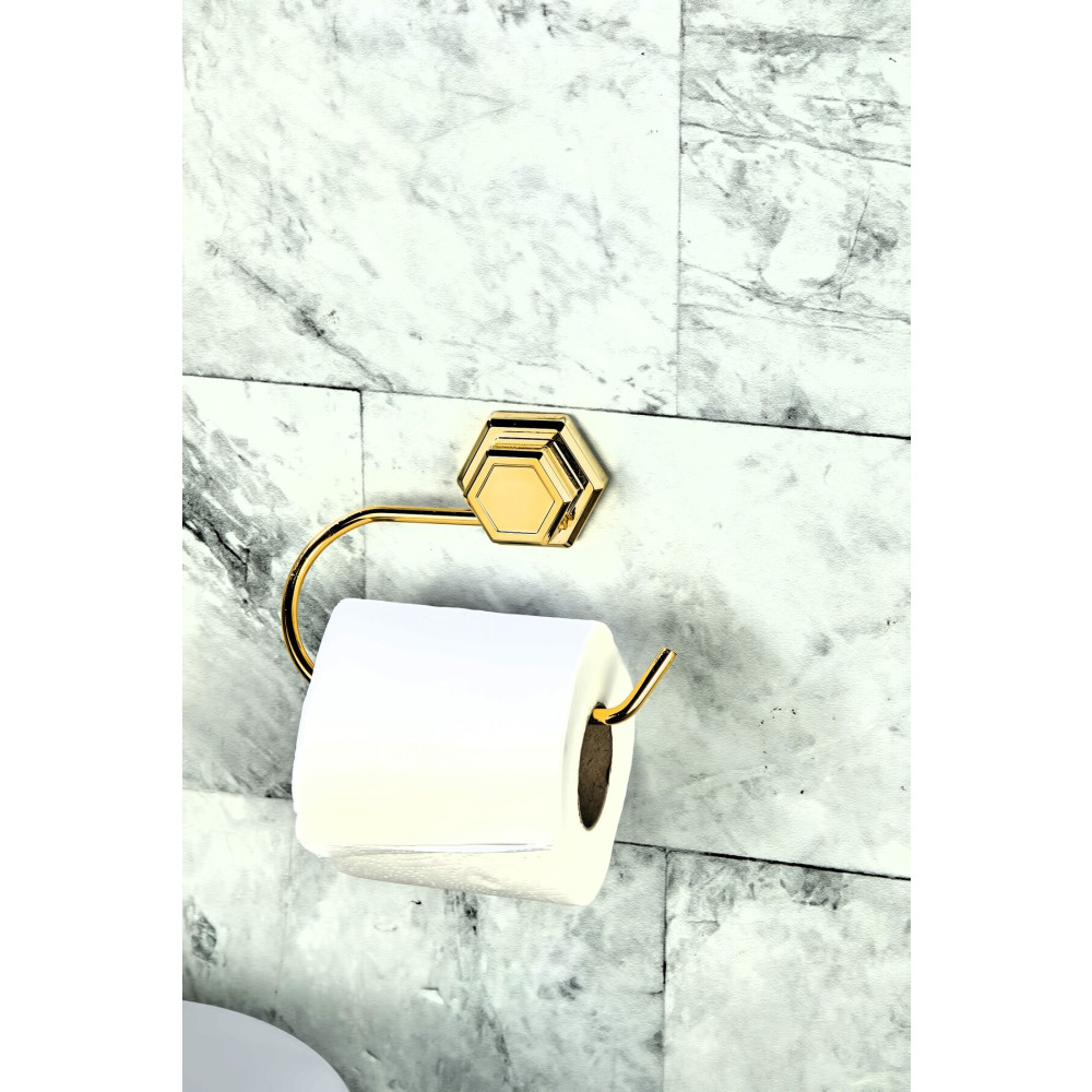 FBZhome Altıgen Yapışkanlı Gold Açık Tuvalet Kağıtlığı Wc Kağıtlık Tutucu Peçetelik Tuvalet Kağıtlığı Fiyatı