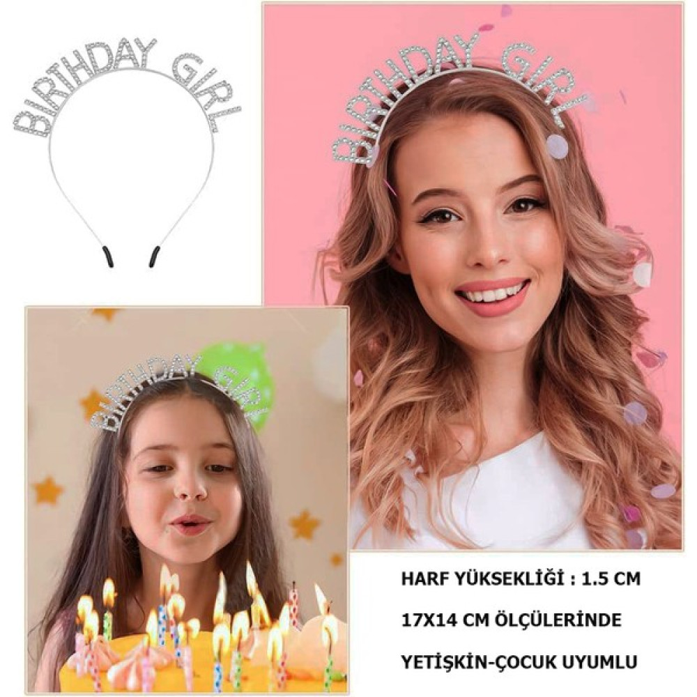 FCH Store Kristal Taşlı Gümüş Birthday Girl Yazılı Doğum Günü Parti Tacı 19X11 cm Oto Boyaları Fiyatı