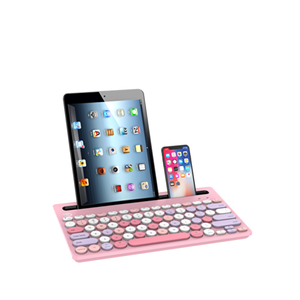 FD Ik3381D 2.4G Bt3.0 ve 5.0 Dual Mode Pembe Kablosuz Klavye Kablosuz Klavye Fiyatı