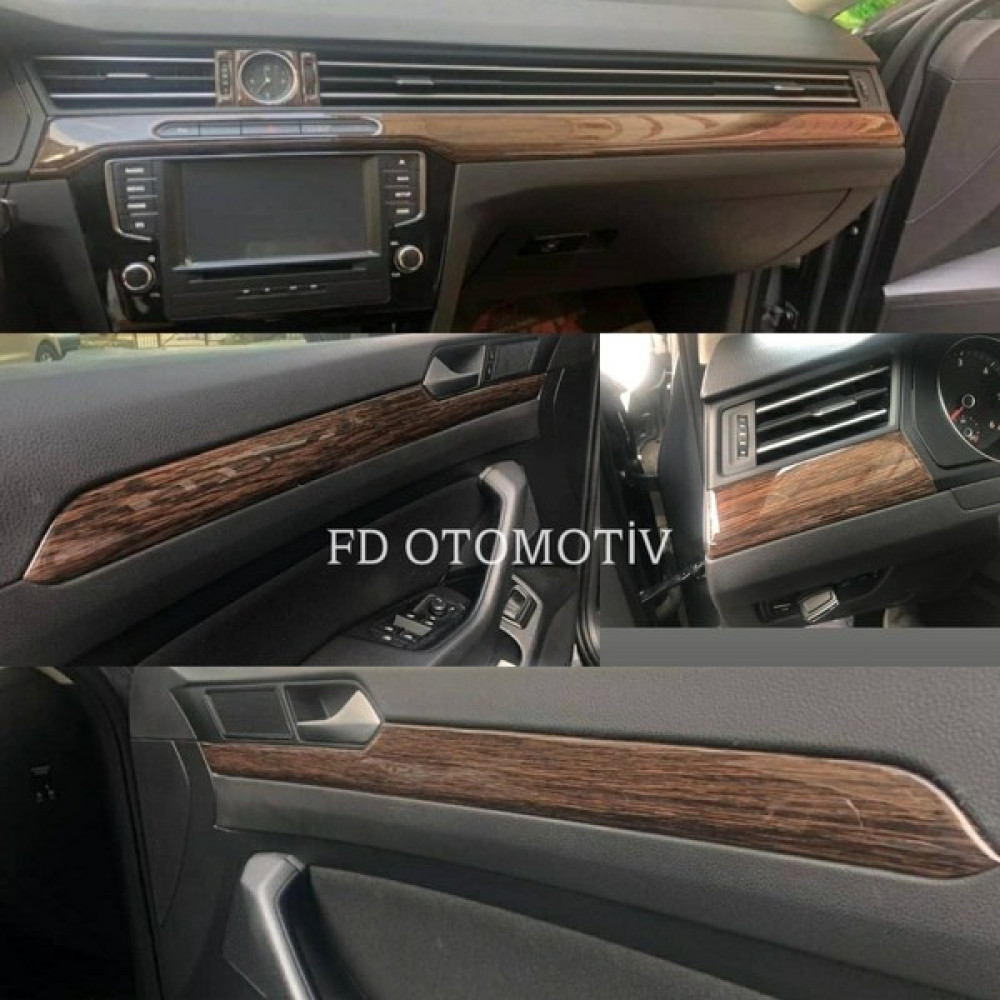FD Otomotiv Volkswagen Passat B8 Koyu Meşe + Parlak Siyah Full Özel Set Torpido Konsol Maun Kaplama Oto Boyaları Fiyatı