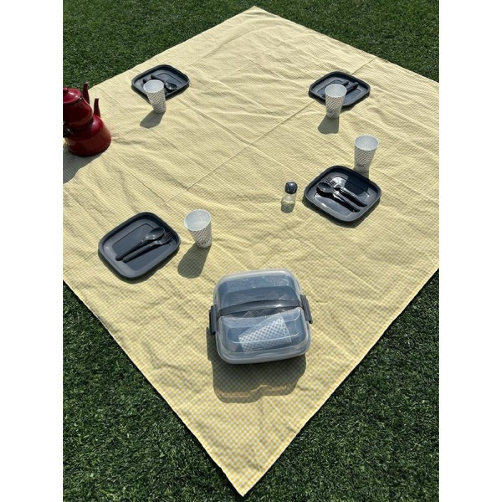 Febiha Sarı Kareli Pötikare Sofra Bezi, Masa ve Piknik Örtüsü - 120 x 170 cm Masa Örtüsü Fiyatı
