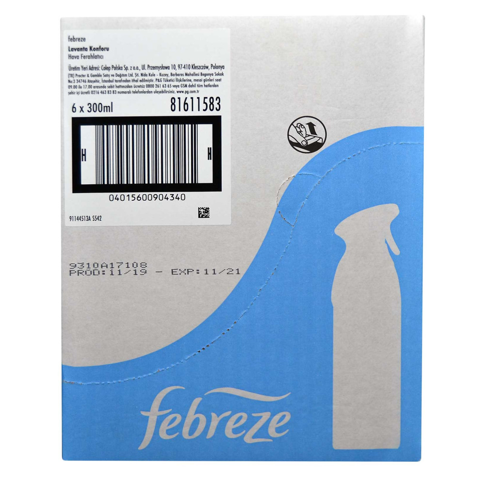 Febreze Oda Kokusu Aerosol Sprey 300 ml Lavanta Konforu