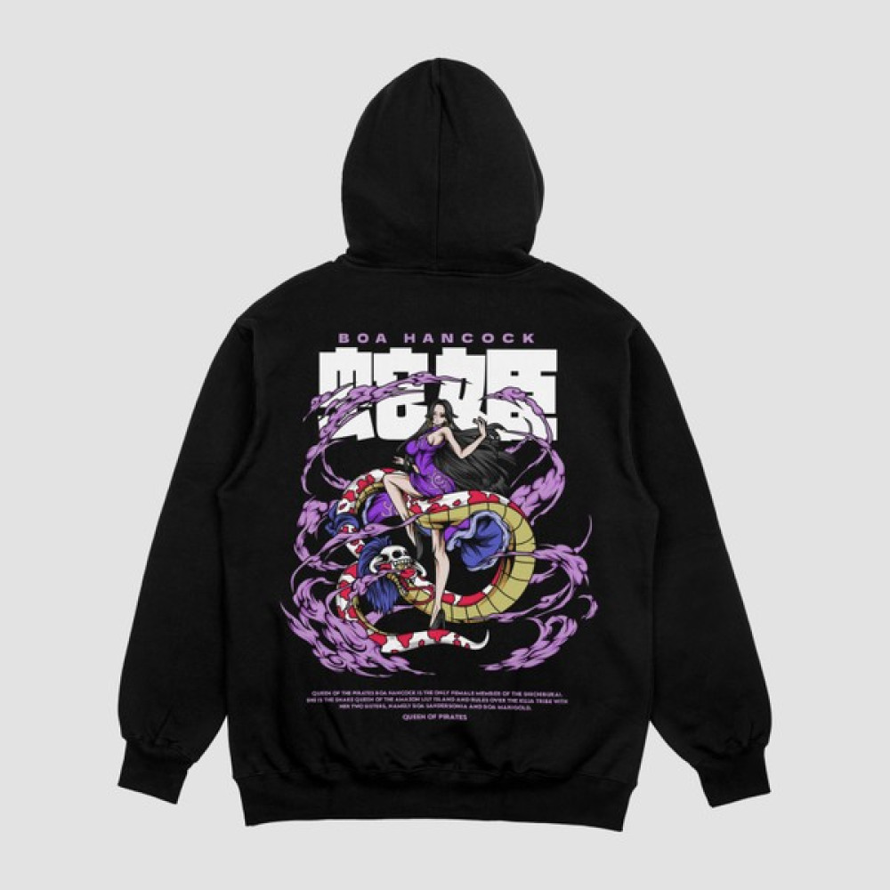 Feccy Unisex Siyah Boa Baskılı Hoodie Oversize Kapşonlu Sweatshirt Erkek Sweatshirt Fiyatı