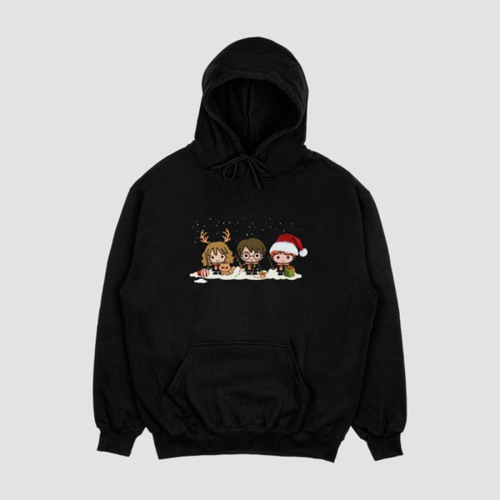 Feccy Unisex Siyah Yılbaşı Harry Potter Hermony Ron Baskılı Oversize Kapşonlu Sweatshirt Bayan Sweatshirt Fiyatı