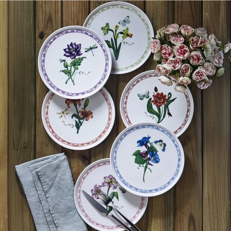 Fecra Beyda 6 Parça Pasta Tabağı Seti Yuvarlak Stoneware Malzeme ile Modern Çiçek Desenli Diğer Fiyatı