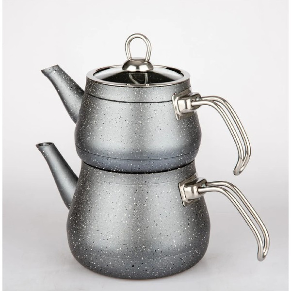 Feden Pazar Metal Kulplu Cam Kapaklı Granit 3,5 L Çaydanlık Takımı Gri Çay / Çaydanlık Setleri Fiyatı