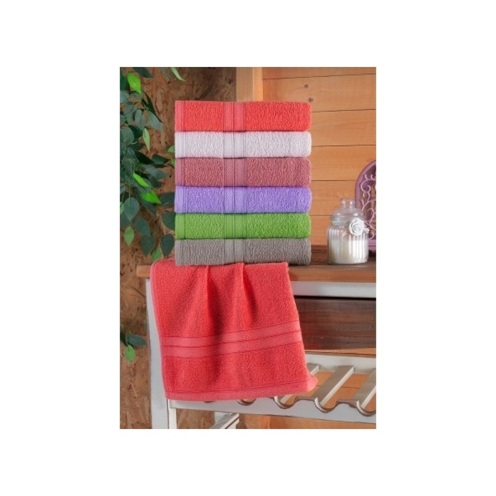 Feel Kids 40 x 70 cm 6'Lı El Ve Yüz Havlusu Pamuklu - 40 x 70 cm - Kiremit - Turuncu - Yeşil El / Yüz Havlusu Fiyatı