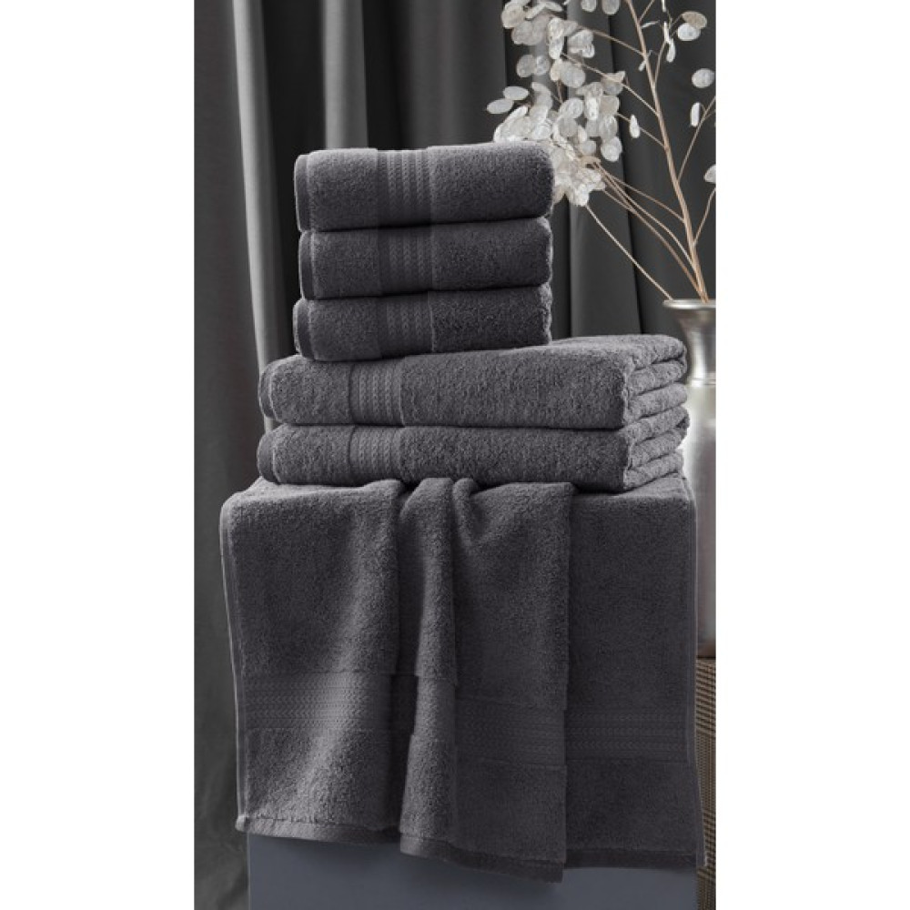 Feel Royal | 50X90 + 70X140 cm | %100 Pamuk | Vip 6'lı| Banyo Havlu Seti - 50 x 90 cm - Gri Banyo Havlusu Fiyatı