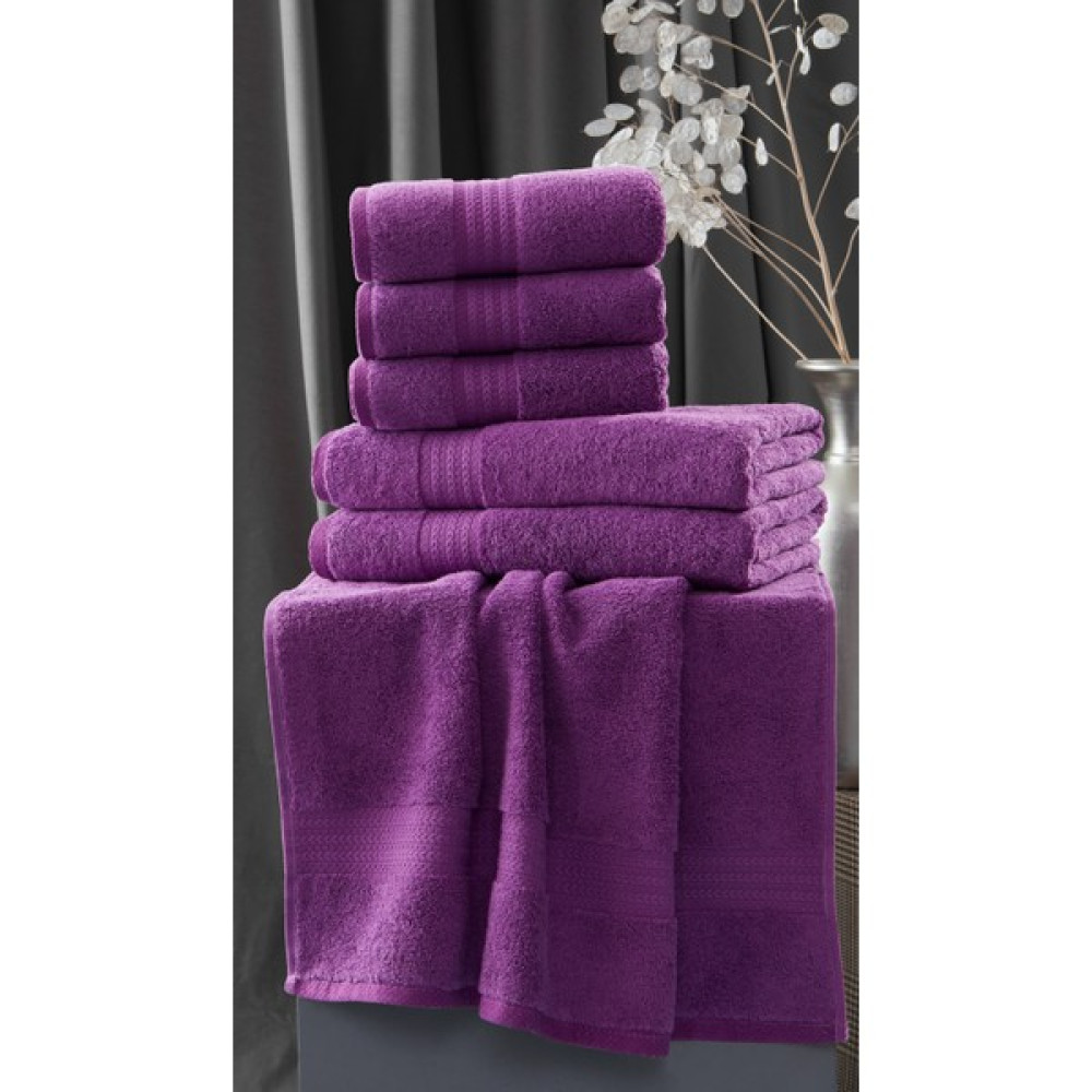 Feel Royal | 50X90 + 70X140 cm | %100 Pamuk | Vip 6'lı| Banyo Havlu Seti - 50 x 90 cm - Mor Banyo Havlusu Fiyatı