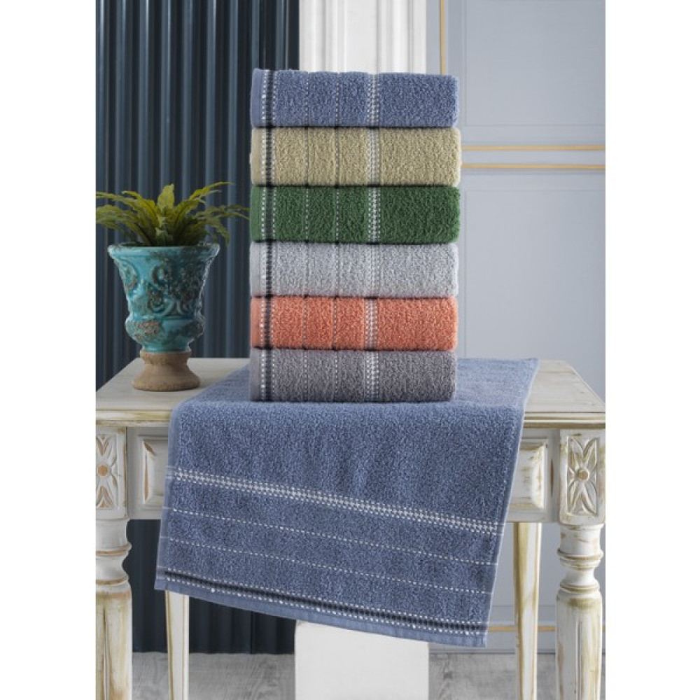 Feel Vera 6'Lı 40×70 El Ve Yüz Havlu Seti - 40 x 70 cm - Gri - Yeşil El / Yüz Havlusu Fiyatı