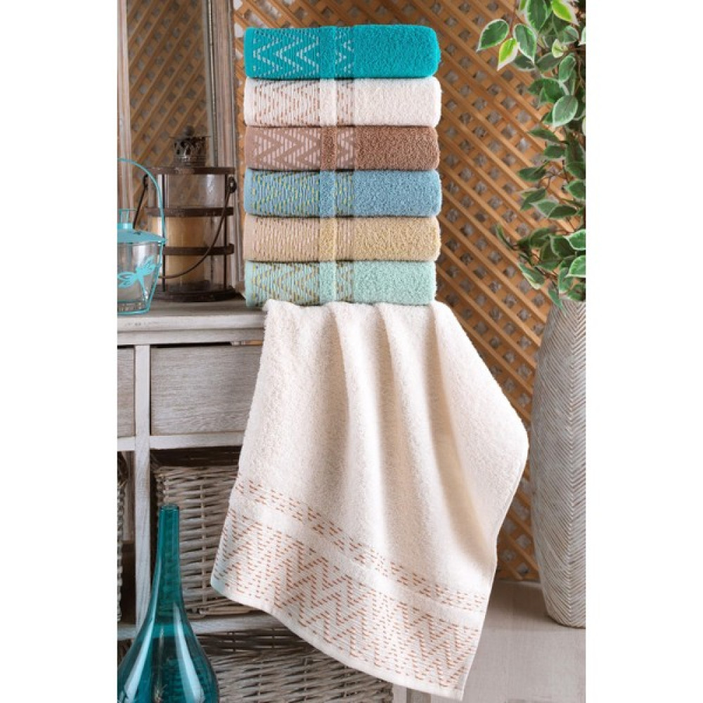 Feel Wave 50 x 90 cm 6 Lı Antibakteriyel El Ve Yüz Havlusu - 50 x 90 cm - Bej - Mavi - Pembe El / Yüz Havlusu Fiyatı