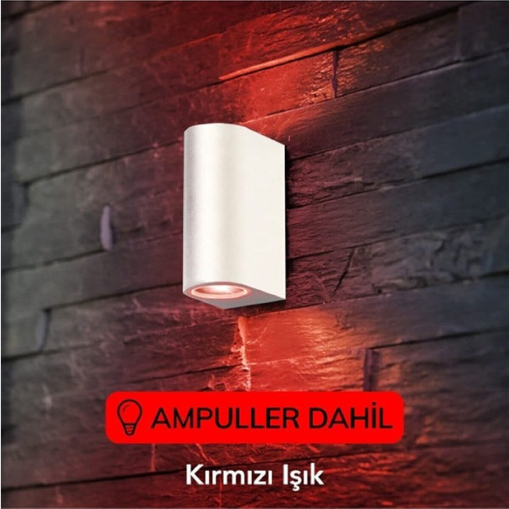 Feka Kırmızı Işık Beyaz Kasa Çift Yönlü Dekoratif Iç ve Dış Mekan Duvar Apliği Aplikler Fiyatı