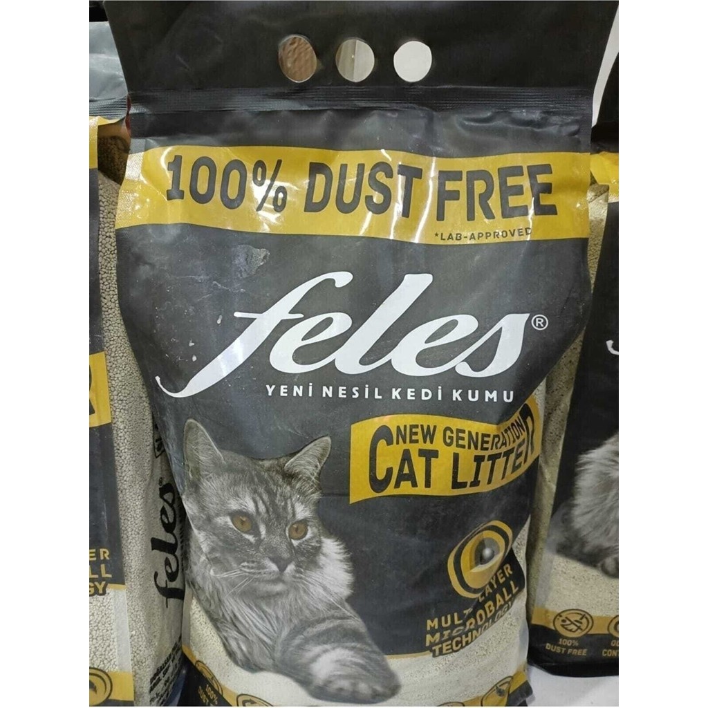 Feles %100 Tozsuz Kedi Kumu 10 lt Kokusuz Topaklaşan İnce Taneli Laboratuvar Onaylı Evcil Hayvan Ürünleri Fiyatı