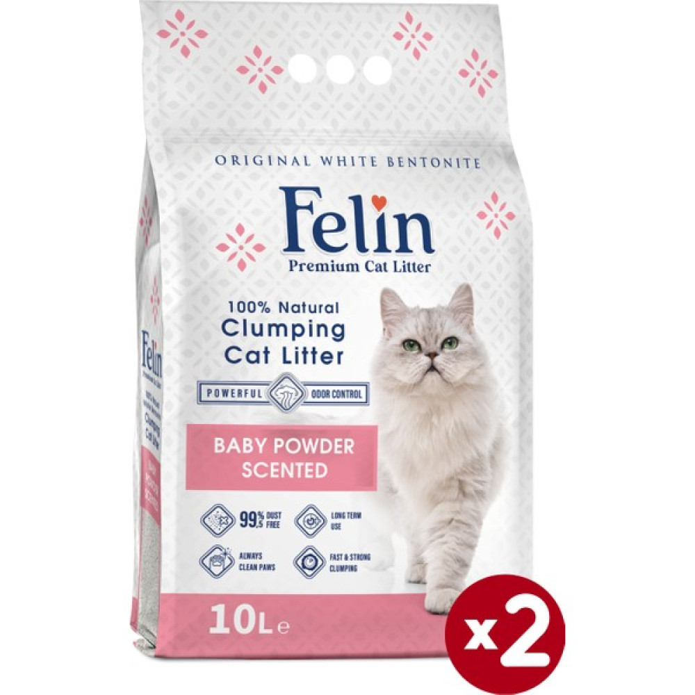 Felin Bebek Pudrası Kokulu Topaklanan Kedi Kumu 10LX2 Evcil Hayvan Ürünleri Fiyatı