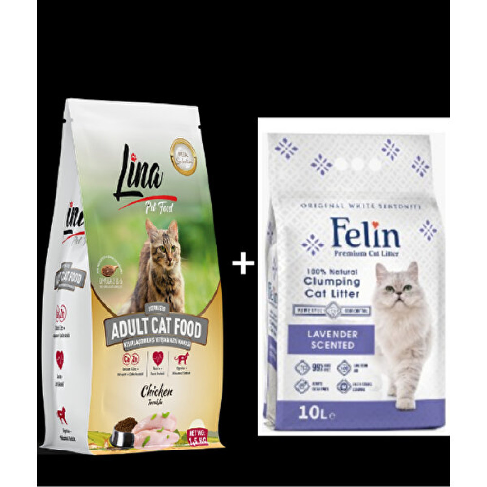 Felin Lina Tavuklu Sterilized Yetişkin Kedi Maması 1.5 Kg+Felin Lavanta 10LT Kedi Kumu Evcil Hayvan Ürünleri Fiyatı