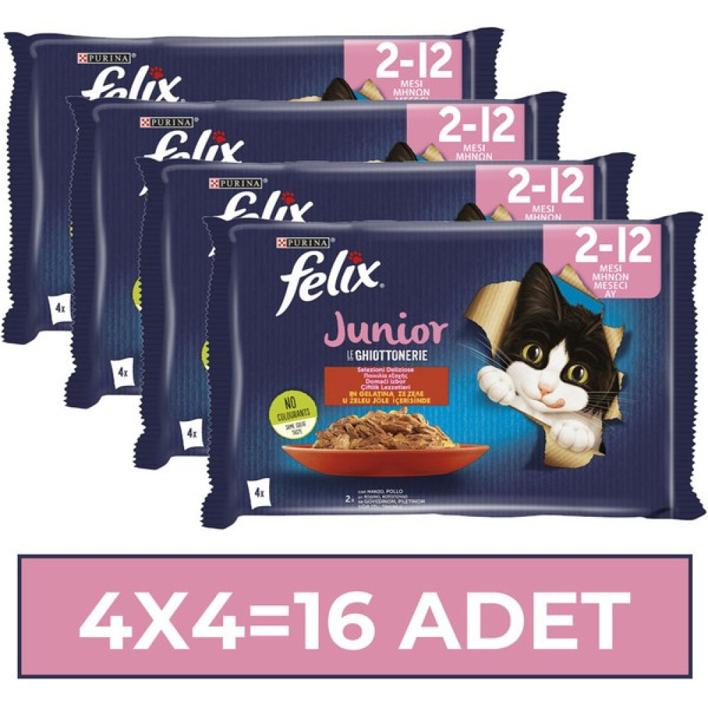Felix Junior Sığır Etli ve Tavuklu Yavru Kedi Maması - 85 gr x 16 Adet Evcil Hayvan Ürünleri Fiyatı