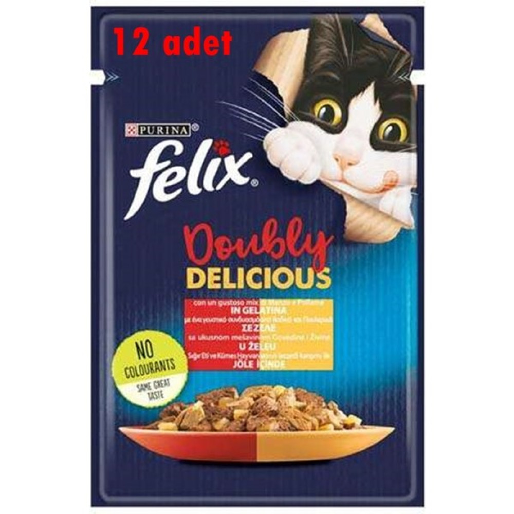 Felix Pouch Doubly Delicious Sığır Etli ve Tavuklu Yaş Kedi Maması 85 gr 12 Adet Evcil Hayvan Ürünleri Fiyatı