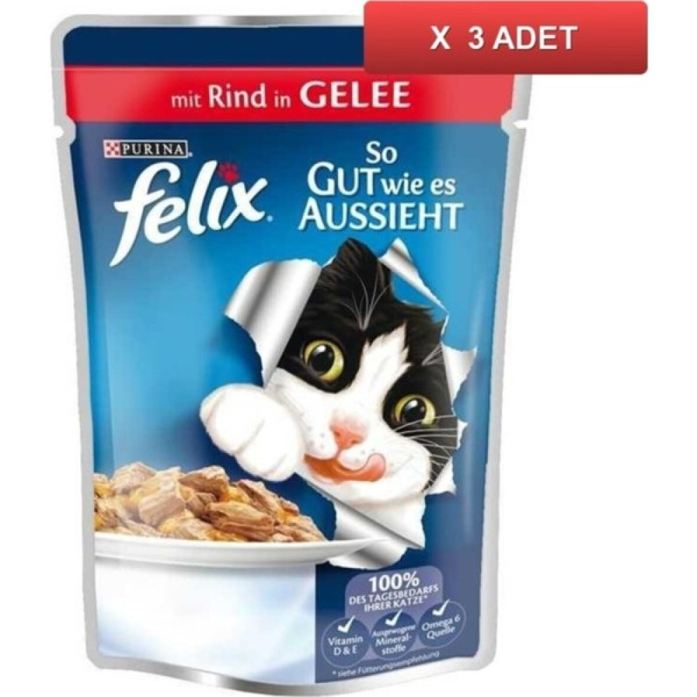 Felix Sığır Etli Kedi Konservesi 85 gr x 3 Adet Evcil Hayvan Ürünleri Fiyatı