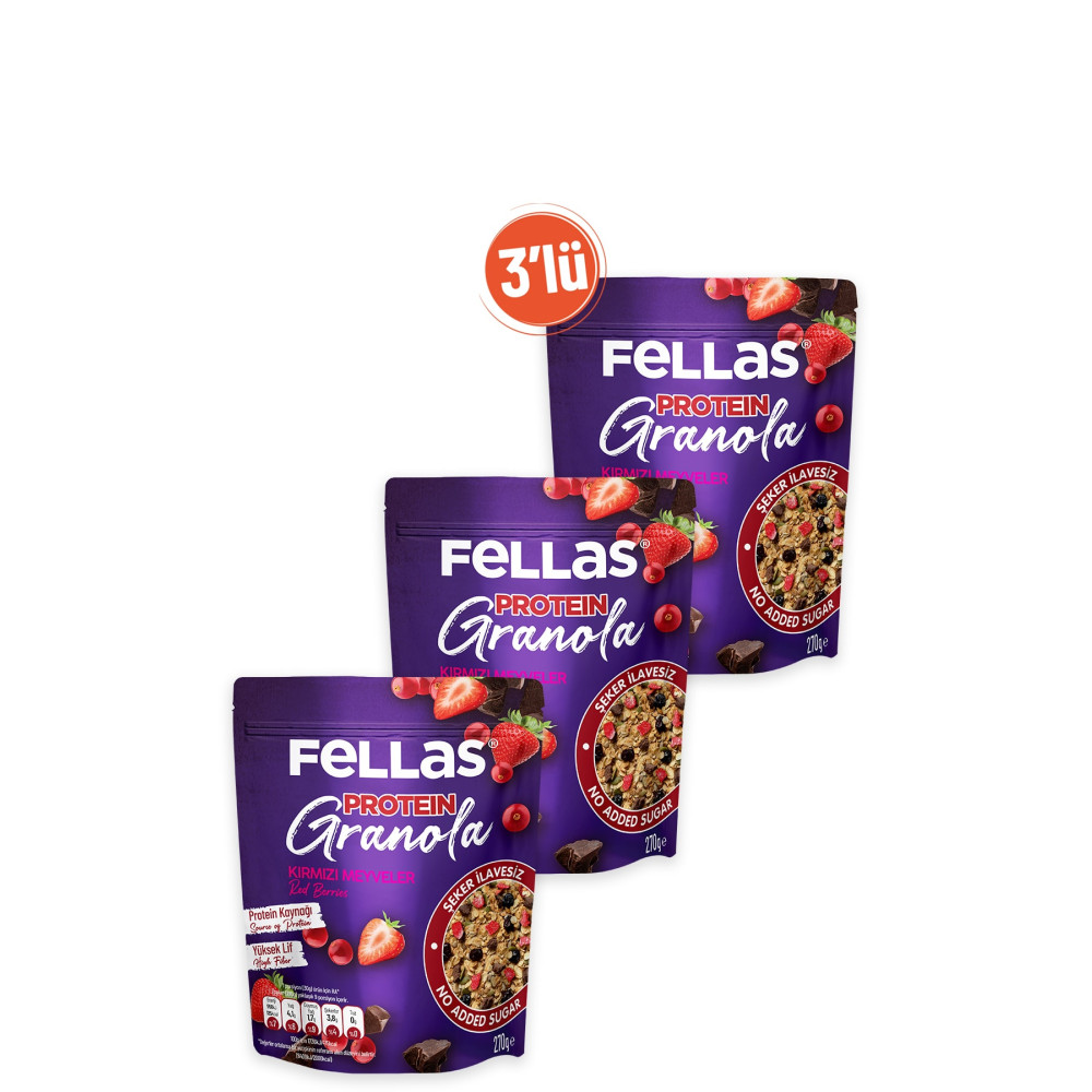 Fellas Granola 3lü - Kırmızı Meyveler & Protein Bar Parçacıklı 270g Kahvaltılık Gevrek Fiyatı