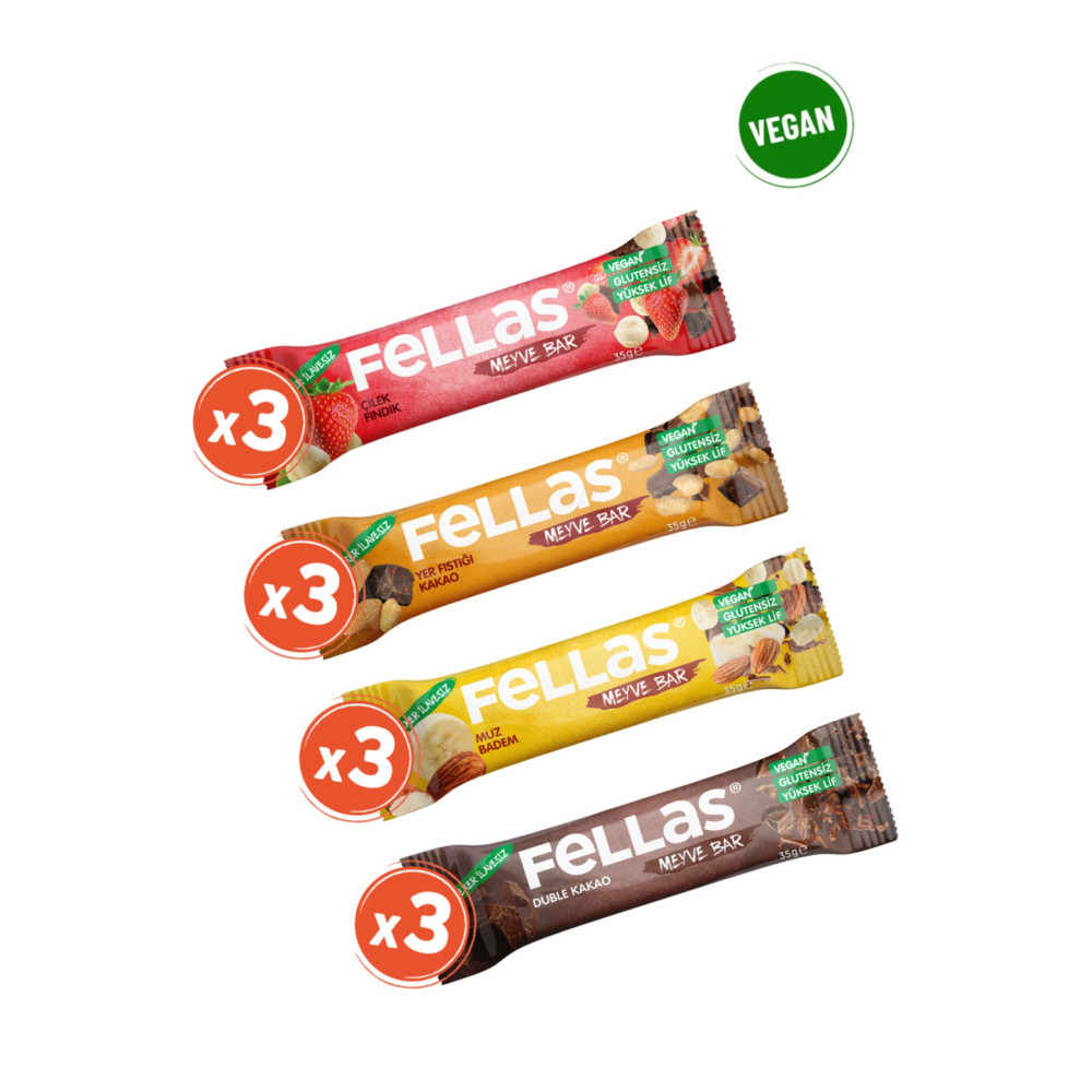 Fellas Meyve Bar 35g Karma Kutu 12 Adet (4 Çeşit) Atıştırmalık Fiyatı
