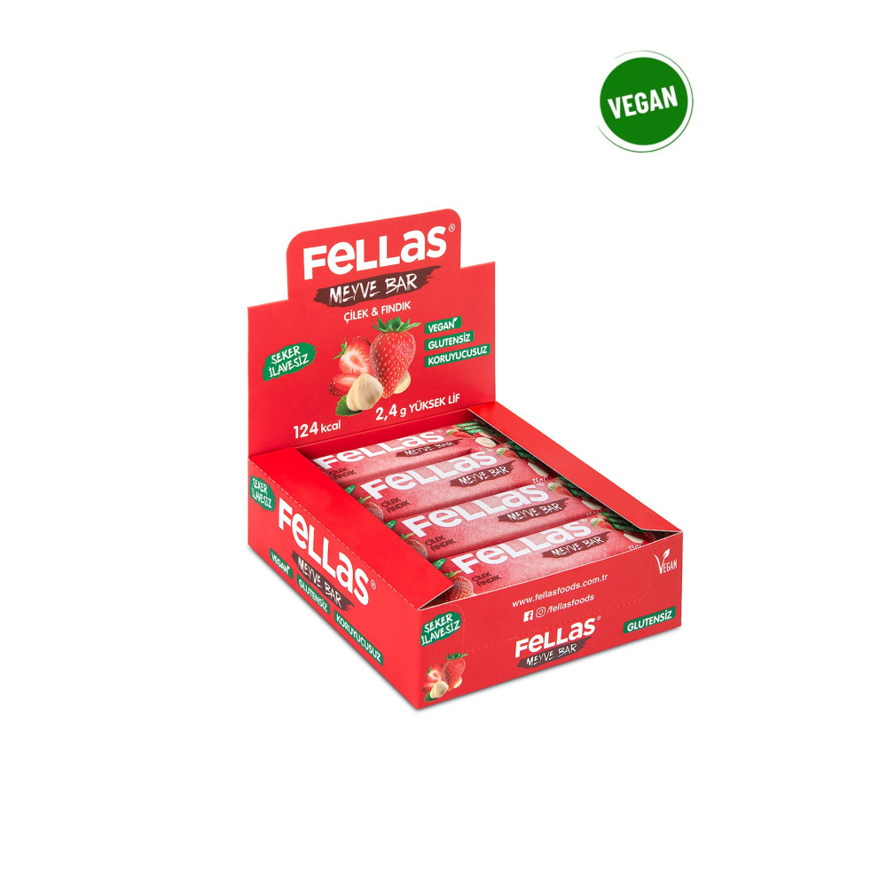 Fellas Meyve Bar - Çilekli ve Fındıklı 35g x 12 Adet Atıştırmalık Fiyatı