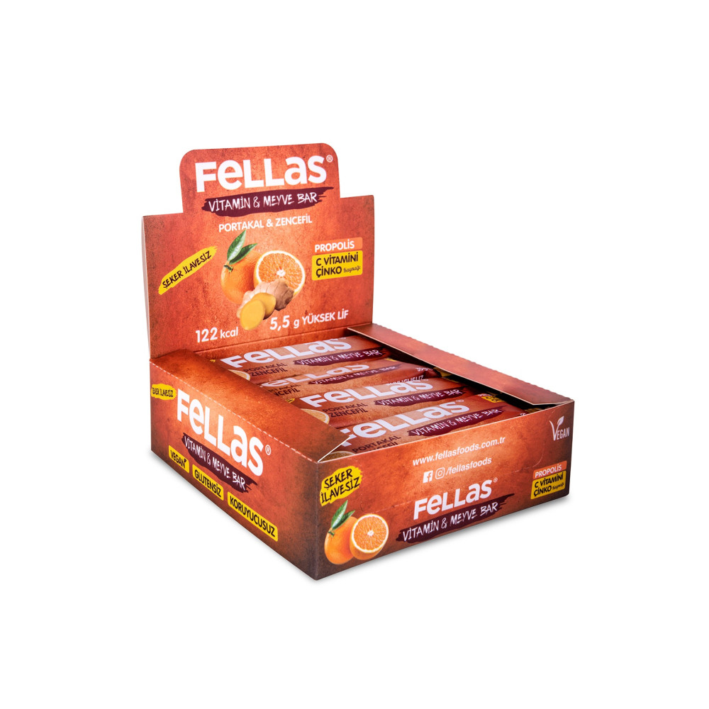 Fellas Vitamin & Meyve Bar - Portakallı Ve Zencefilli 35 gr X 12 Adet Atıştırmalık Fiyatı