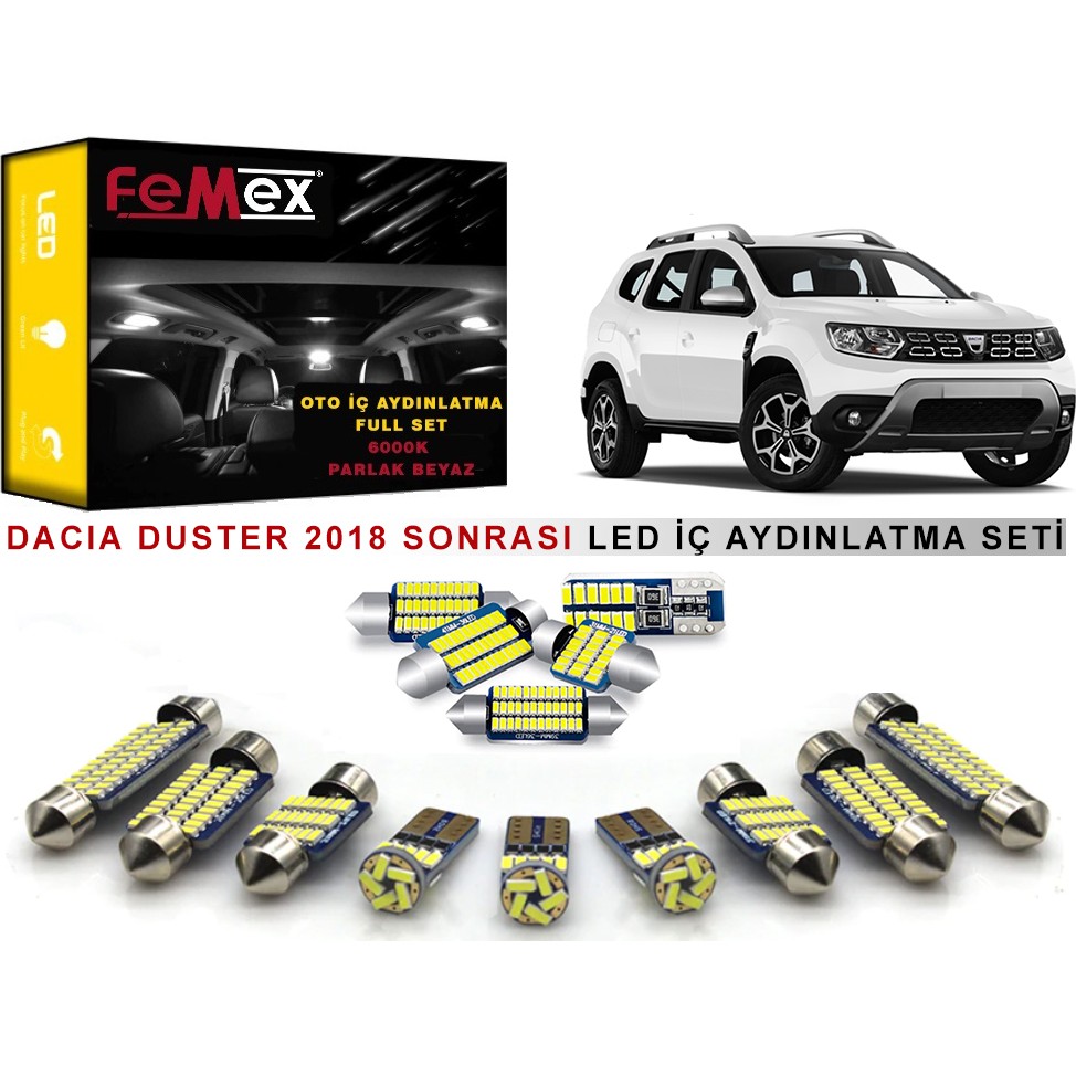 Femex Dacia Duster 2018 Sonrası LED Iç Aydınlatma Ampul Seti Parlak Beyaz Ledli Lambalar Fiyatı