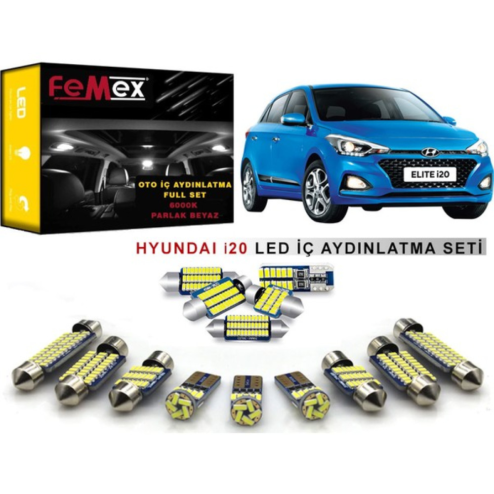 Femex Hyundai I20 LED Iç Aydınlatma Ampul Seti Femex Parlak Beyaz Motorsiklet Lambaları Fiyatı