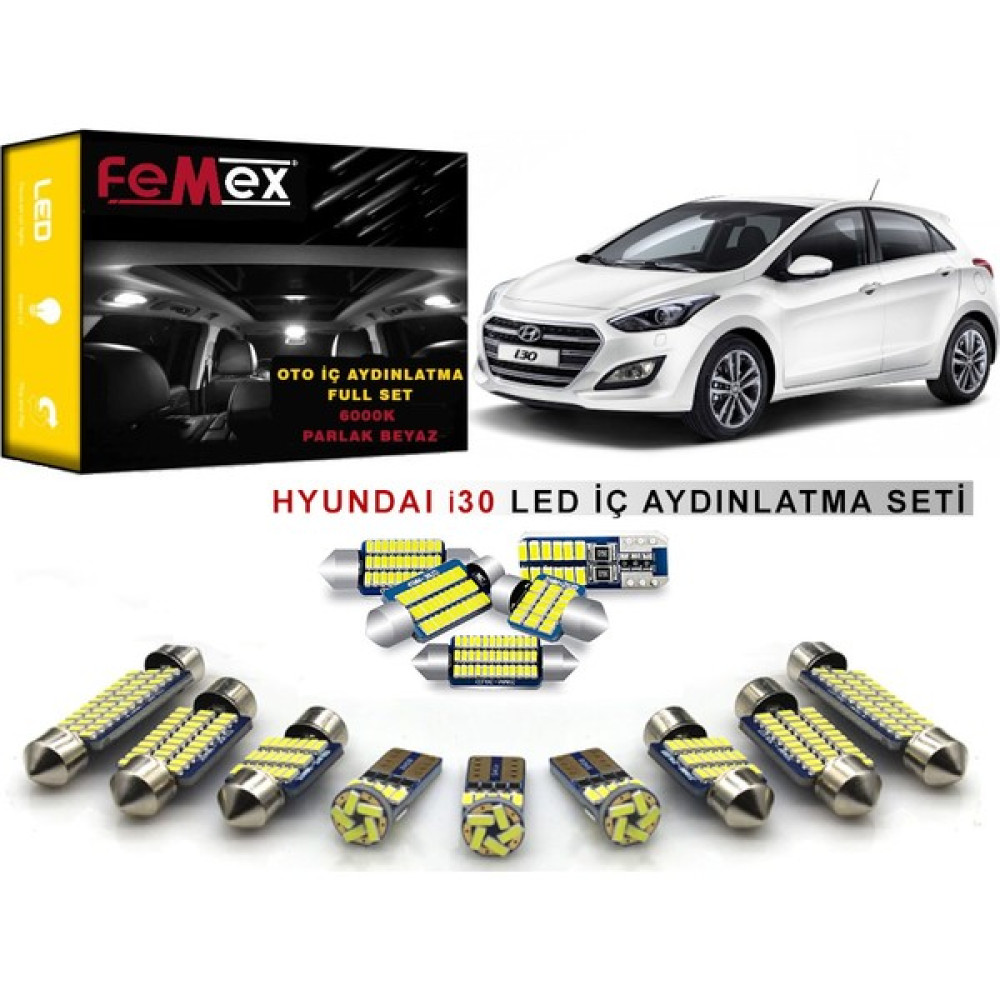 Femex Hyundai I30 LED Iç Aydınlatma Ampul Seti Femex Parlak Beyaz Motorsiklet Lambaları Fiyatı