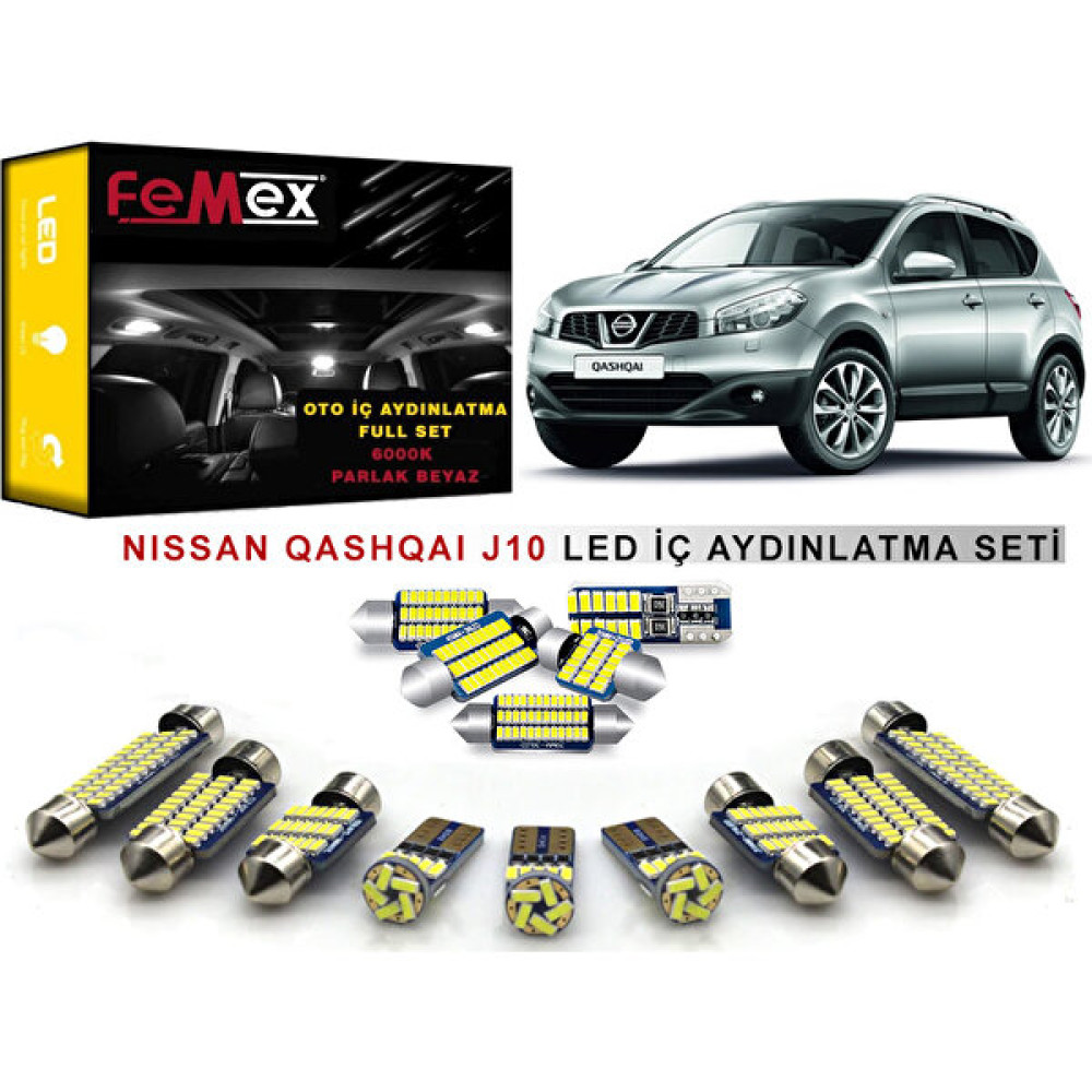 Femex Nissan Qashqai J10 LED Iç Aydınlatma Ampul Seti Femex Parlak Beyaz Motorsiklet Lambaları Fiyatı
