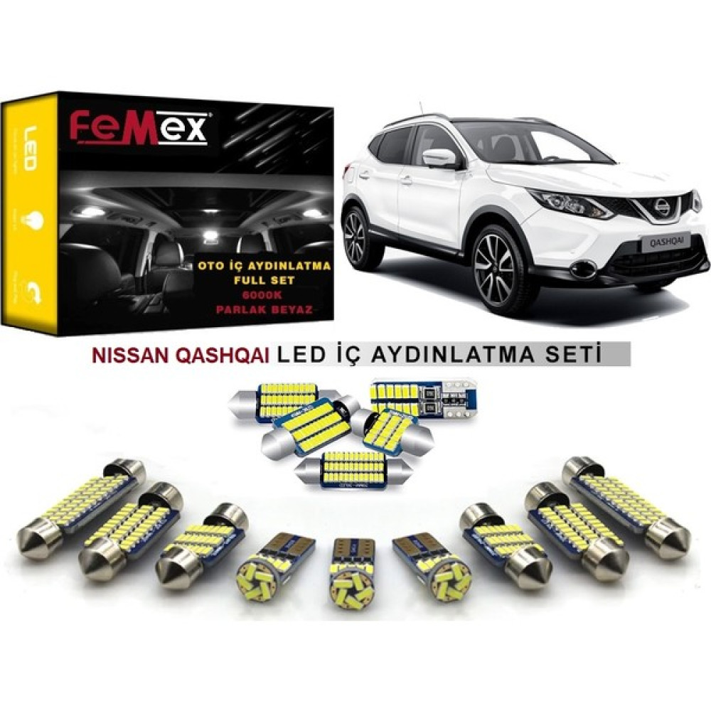 Femex Nissan Qashqai J11 LED Iç Aydınlatma Ampul Seti Femex Parlak Beyaz Motorsiklet Lambaları Fiyatı